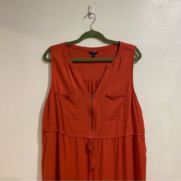 Torrid Brick Red Challis Zip Front Mini Shirt Dress Sz 14/16 - Picture 3 of 14
